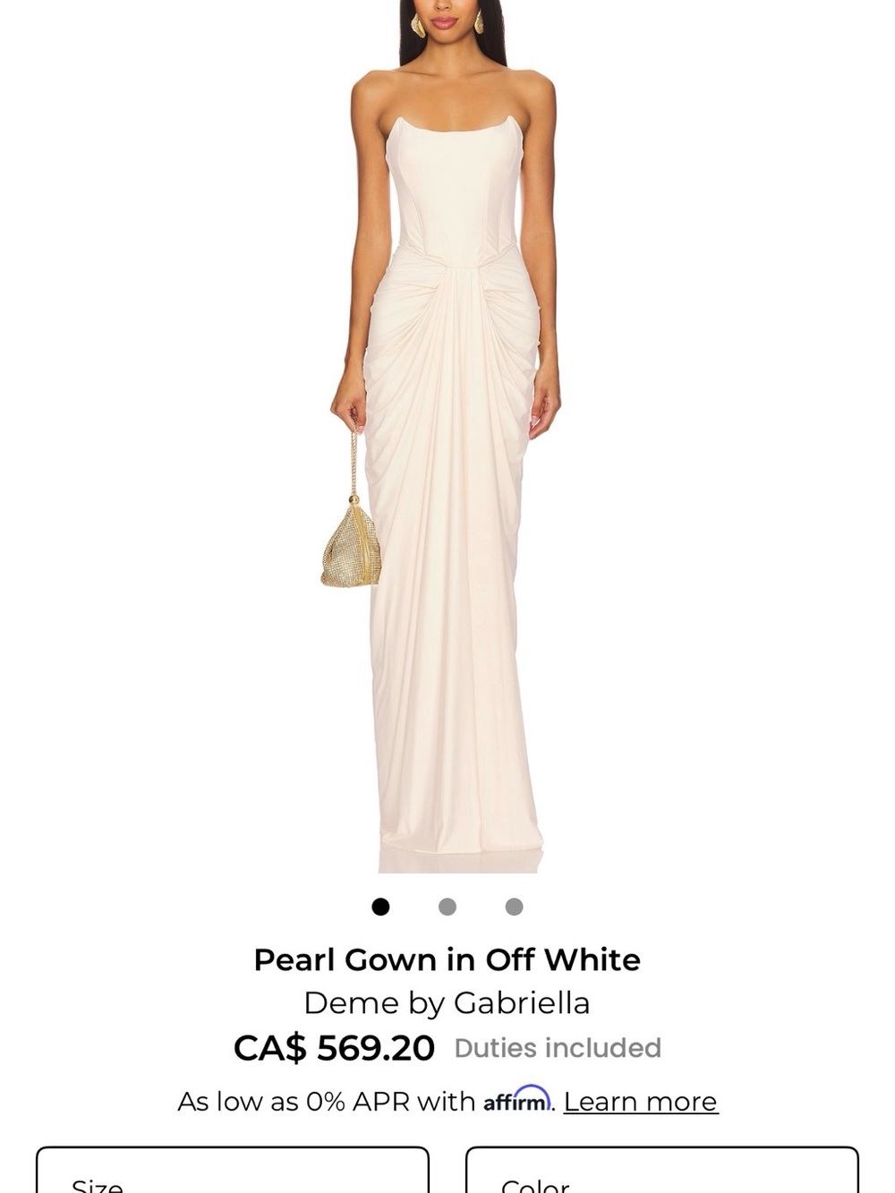 Deme by Gabriella Off-White Strapless Pearl Maxi Dress